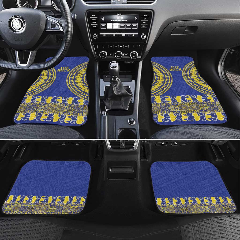 Fakaalofa Lahi Atu Niue Car Mats Siapo Pattern With Puakenikeni LT14 Set 4pcs Blue - Polynesian Pride