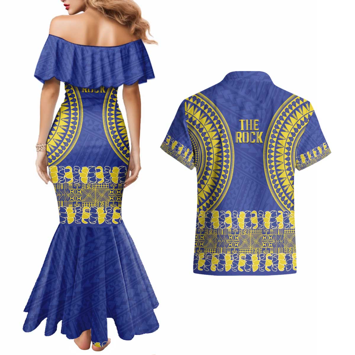 Fakaalofa Lahi Atu Niue Couples Matching Mermaid Dress and Hawaiian Shirt Siapo Pattern With Puakenikeni