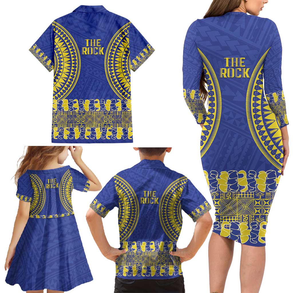 Fakaalofa Lahi Atu Niue Family Matching Long Sleeve Bodycon Dress and Hawaiian Shirt Siapo Pattern With Puakenikeni