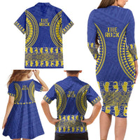 Fakaalofa Lahi Atu Niue Family Matching Long Sleeve Bodycon Dress and Hawaiian Shirt Siapo Pattern With Puakenikeni