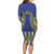 Fakaalofa Lahi Atu Niue Long Sleeve Bodycon Dress Siapo Pattern With Puakenikeni