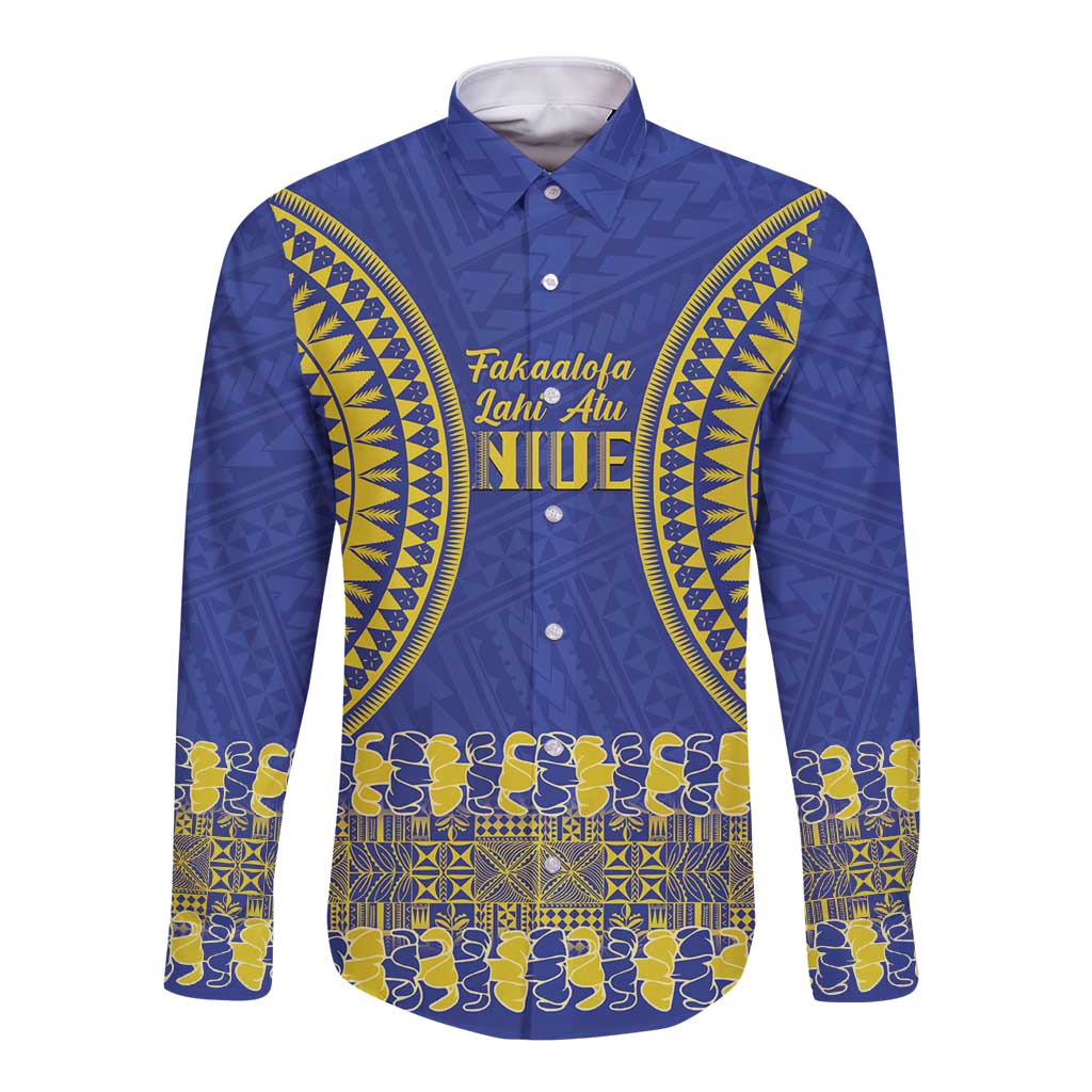 Fakaalofa Lahi Atu Niue Long Sleeve Button Shirt Siapo Pattern With Puakenikeni