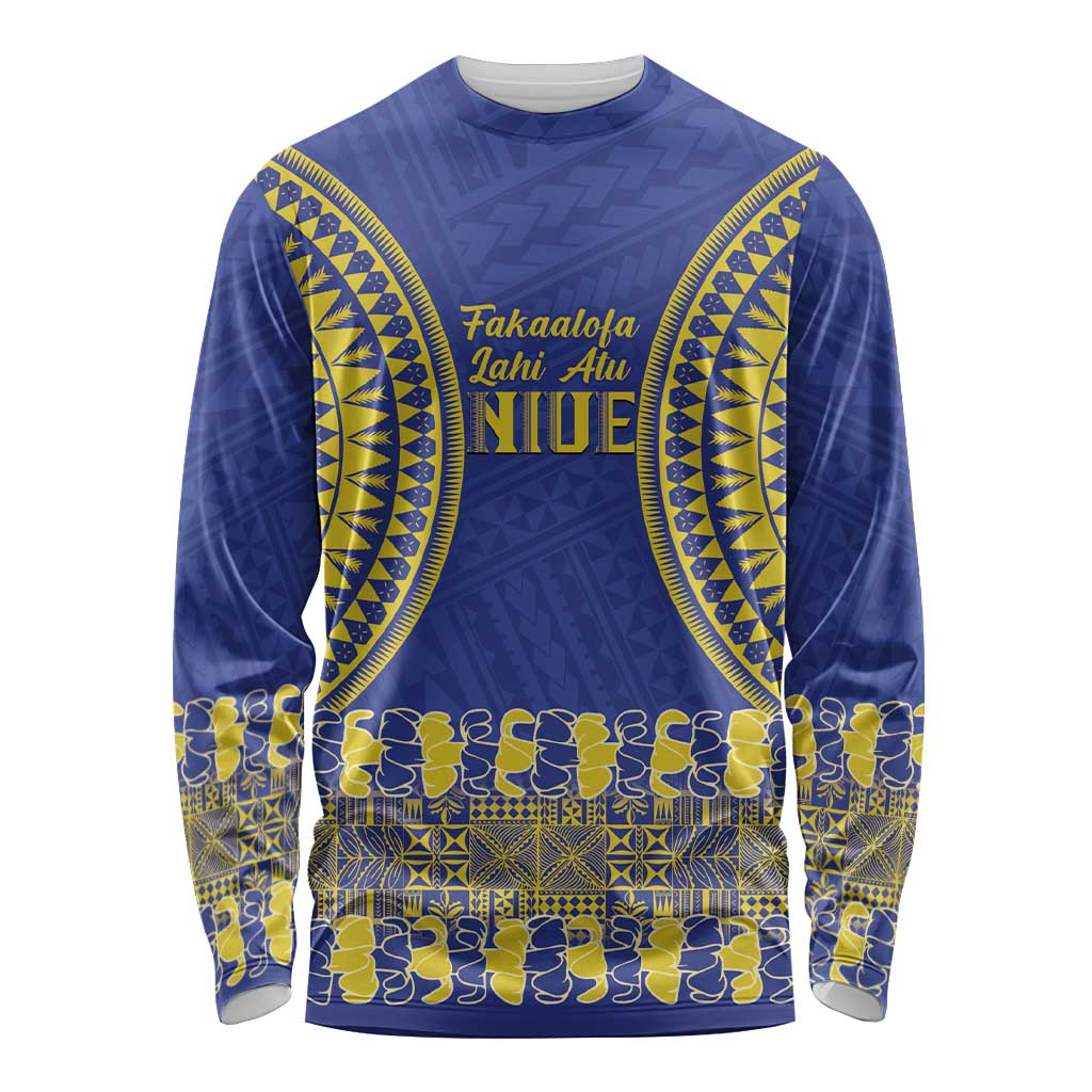 Fakaalofa Lahi Atu Niue Long Sleeve Shirt Siapo Pattern With Puakenikeni