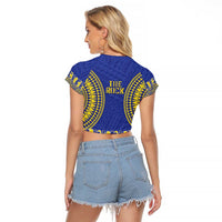 Fakaalofa Lahi Atu Niue Raglan Cropped T Shirt Siapo Pattern With Puakenikeni LT14 - Polynesian Pride