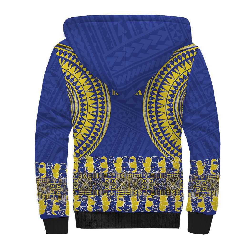 Fakaalofa Lahi Atu Niue Sherpa Hoodie Siapo Pattern With Puakenikeni LT14 - Polynesian Pride