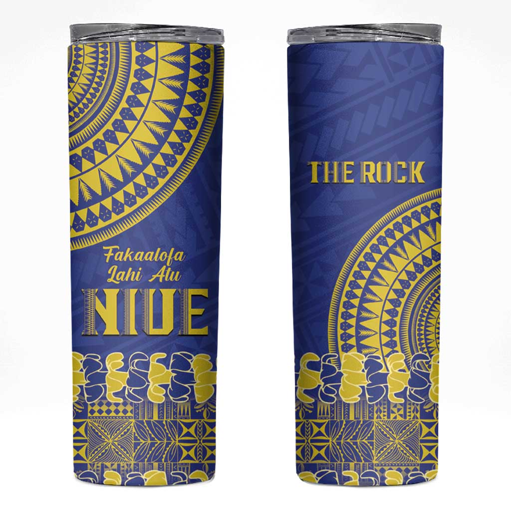 Fakaalofa Lahi Atu Niue Skinny Tumbler Siapo Pattern With Puakenikeni