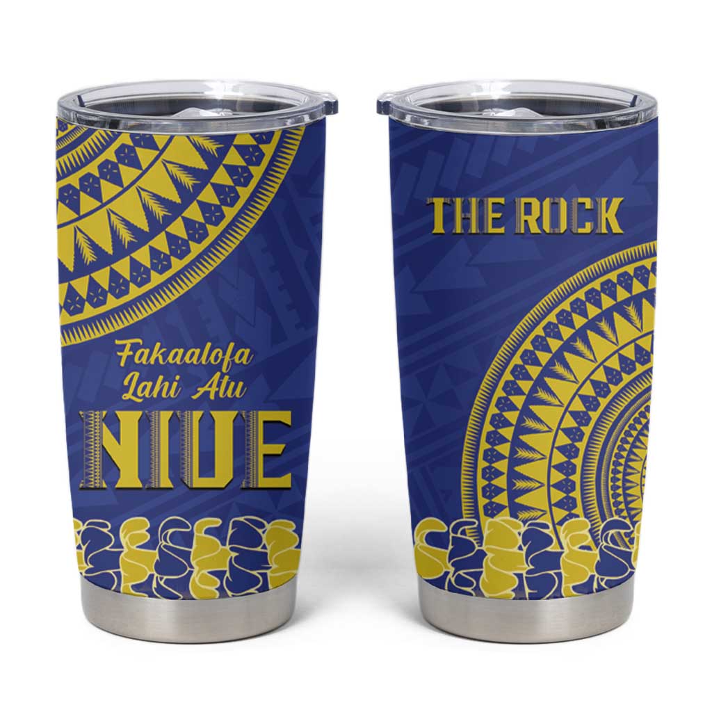Fakaalofa Lahi Atu Niue Tumbler Cup Siapo Pattern With Puakenikeni LT14 Blue - Polynesian Pride