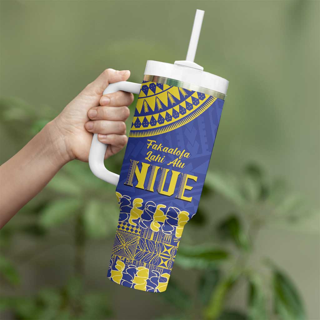 Fakaalofa Lahi Atu Niue Tumbler With Handle Siapo Pattern With Puakenikeni LT14 - Polynesian Pride
