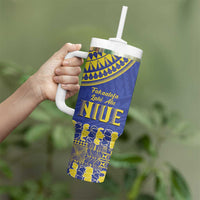 Fakaalofa Lahi Atu Niue Tumbler With Handle Siapo Pattern With Puakenikeni LT14 - Polynesian Pride