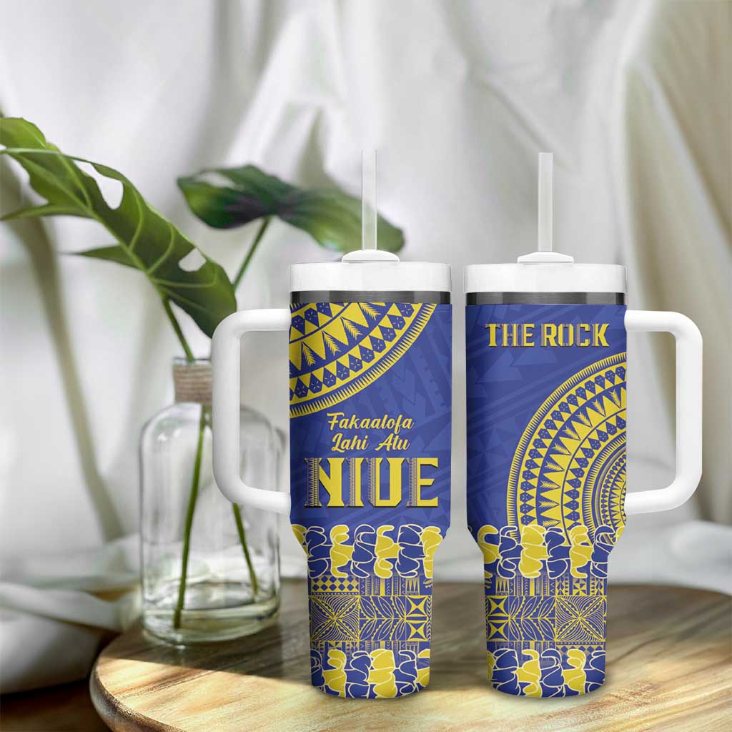 Fakaalofa Lahi Atu Niue Tumbler With Handle Siapo Pattern With Puakenikeni LT14 - Polynesian Pride