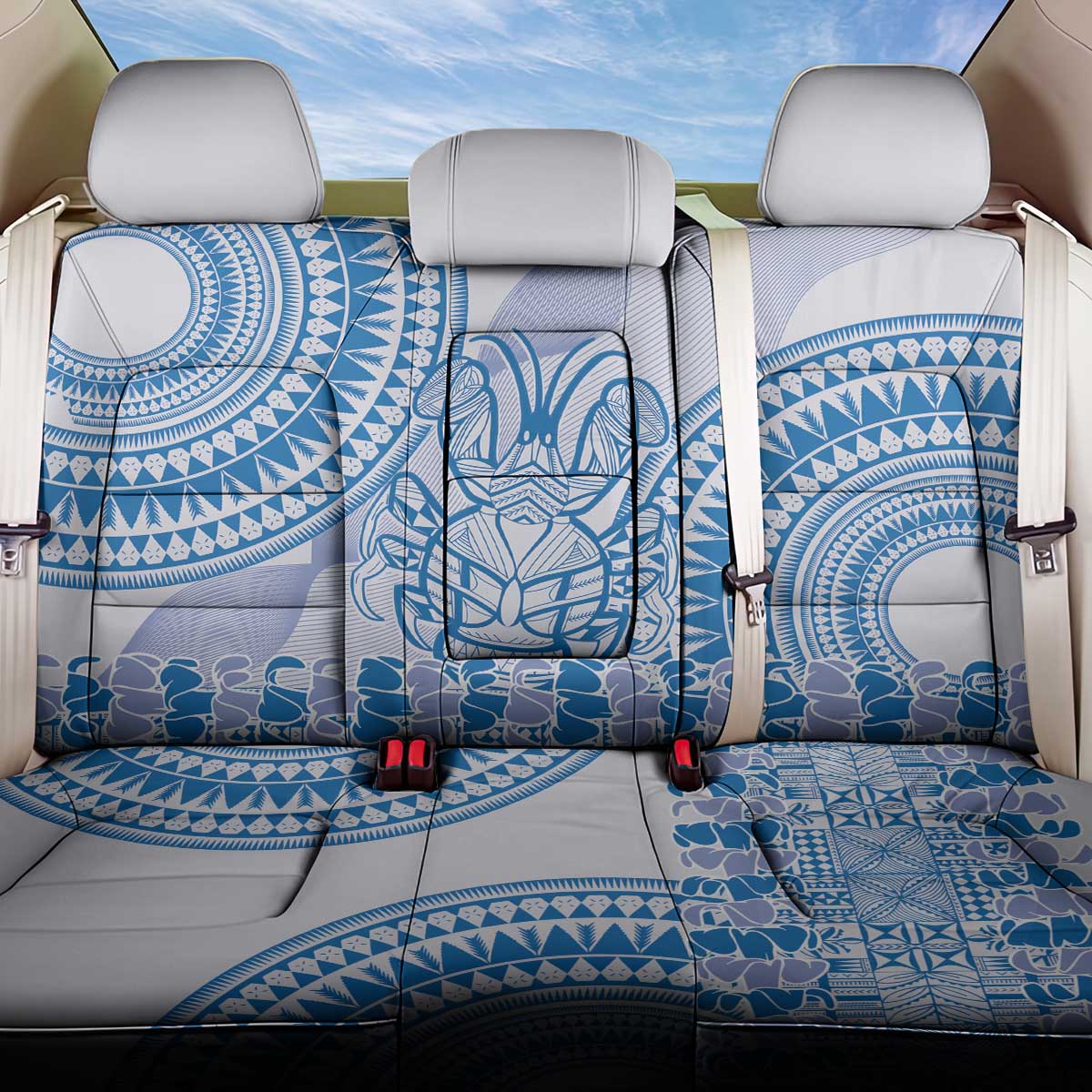 Niue Language Week Back Car Seat Cover The Rock Coconut Crab - Siapo Blue Pastel