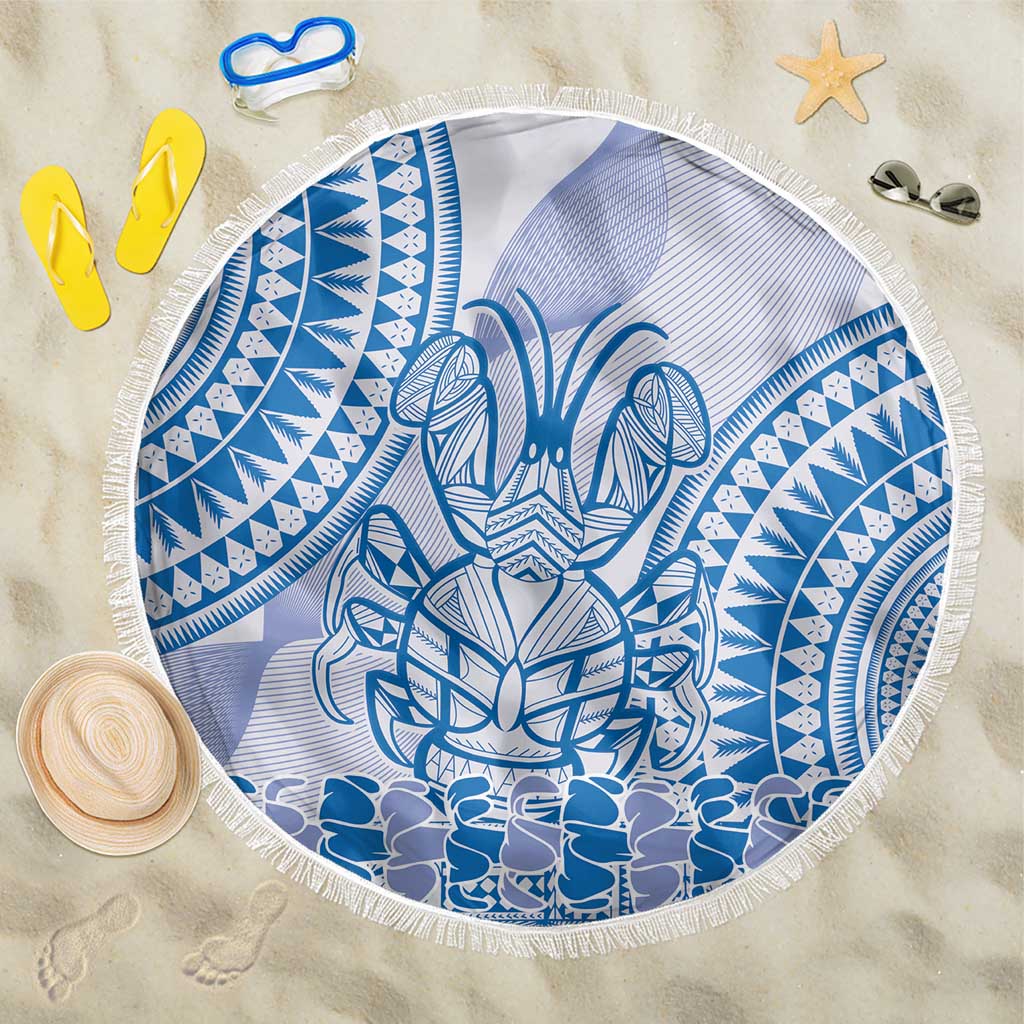Niue Language Week Beach Blanket The Rock Coconut Crab - Siapo Blue Pastel LT14 One Size 150cm Blue - Polynesian Pride