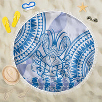 Niue Language Week Beach Blanket The Rock Coconut Crab - Siapo Blue Pastel LT14 One Size 150cm Blue - Polynesian Pride