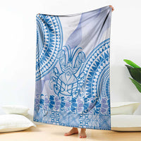 Niue Language Week Blanket The Rock Coconut Crab - Siapo Blue Pastel LT14 - Polynesian Pride