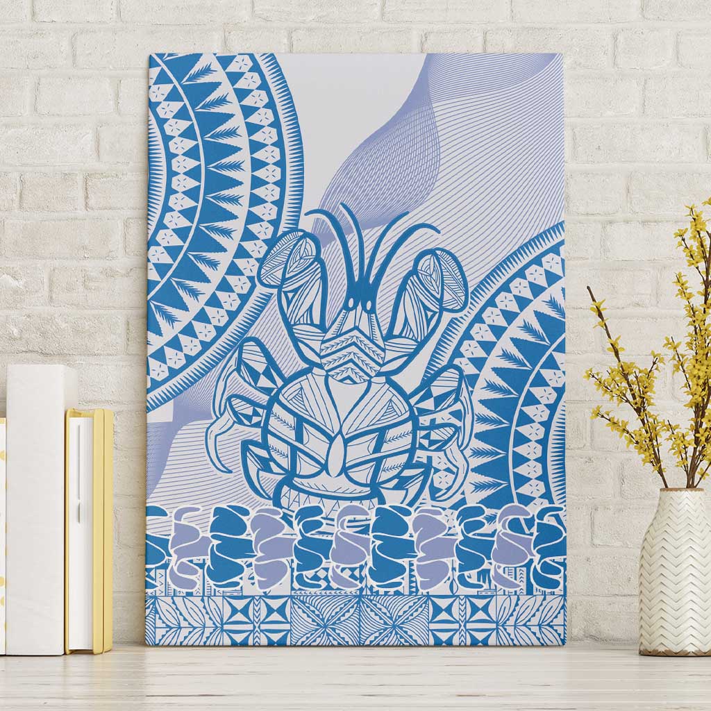Niue Language Week Canvas Wall Art The Rock Coconut Crab - Siapo Blue Pastel LT14 Without Frame Blue - Polynesian Pride