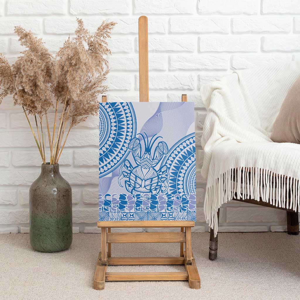 Niue Language Week Canvas Wall Art The Rock Coconut Crab - Siapo Blue Pastel LT14 - Polynesian Pride