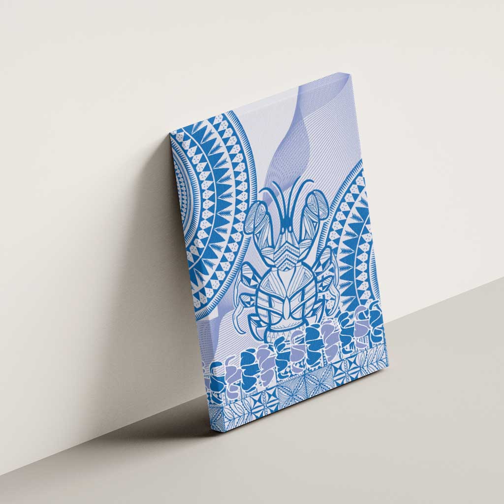 Niue Language Week Canvas Wall Art The Rock Coconut Crab - Siapo Blue Pastel LT14 - Polynesian Pride