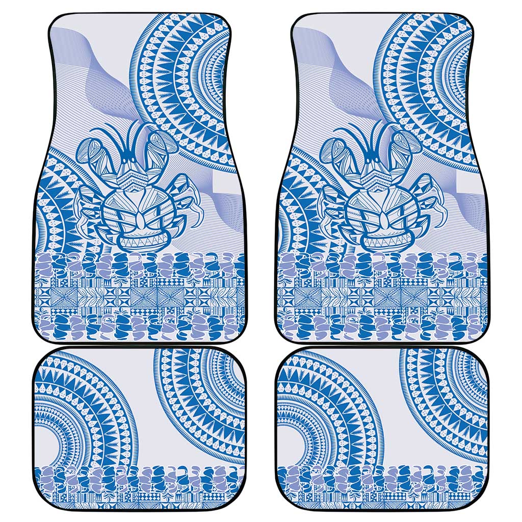 Niue Language Week Car Mats The Rock Coconut Crab - Siapo Blue Pastel LT14 - Polynesian Pride
