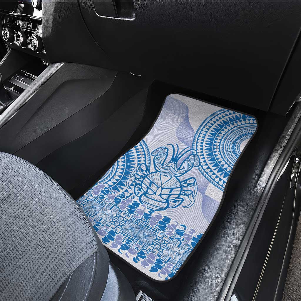 Niue Language Week Car Mats The Rock Coconut Crab - Siapo Blue Pastel LT14 - Polynesian Pride