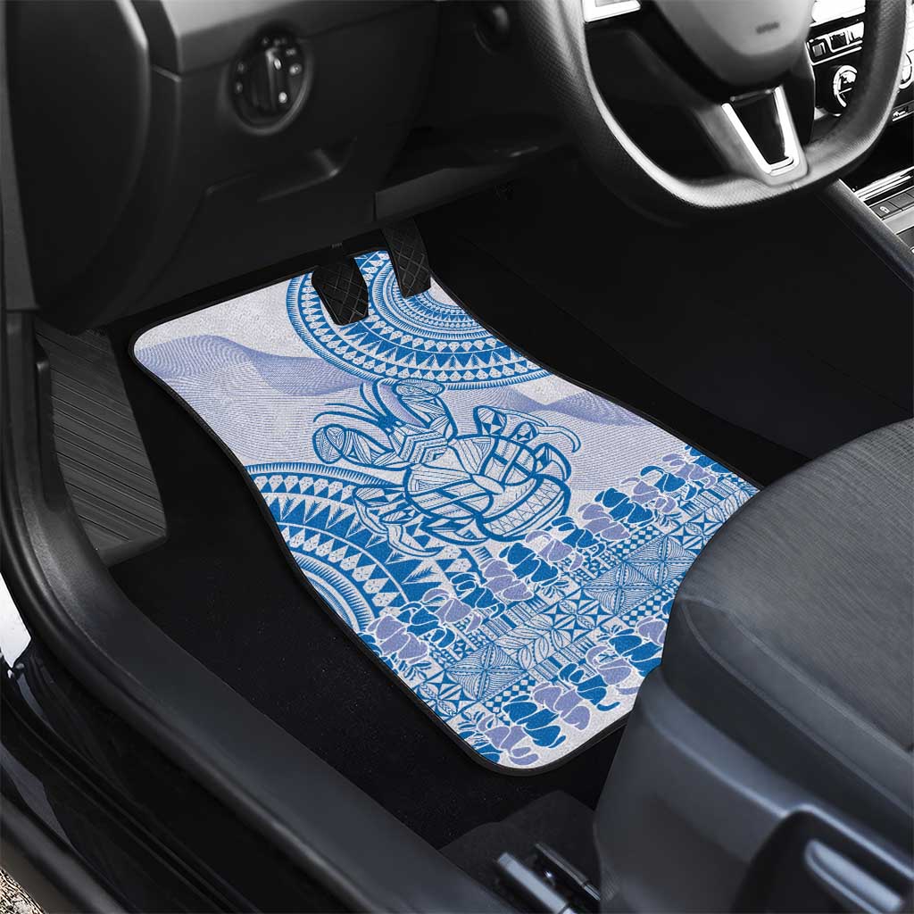 Niue Language Week Car Mats The Rock Coconut Crab - Siapo Blue Pastel LT14 - Polynesian Pride