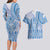 Niue Language Week Couples Matching Long Sleeve Bodycon Dress and Hawaiian Shirt The Rock Coconut Crab - Siapo Blue Pastel