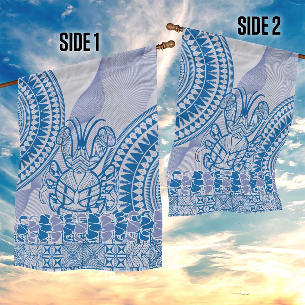 Niue Language Week Garden Flag The Rock Coconut Crab - Siapo Blue Pastel LT14 - Polynesian Pride
