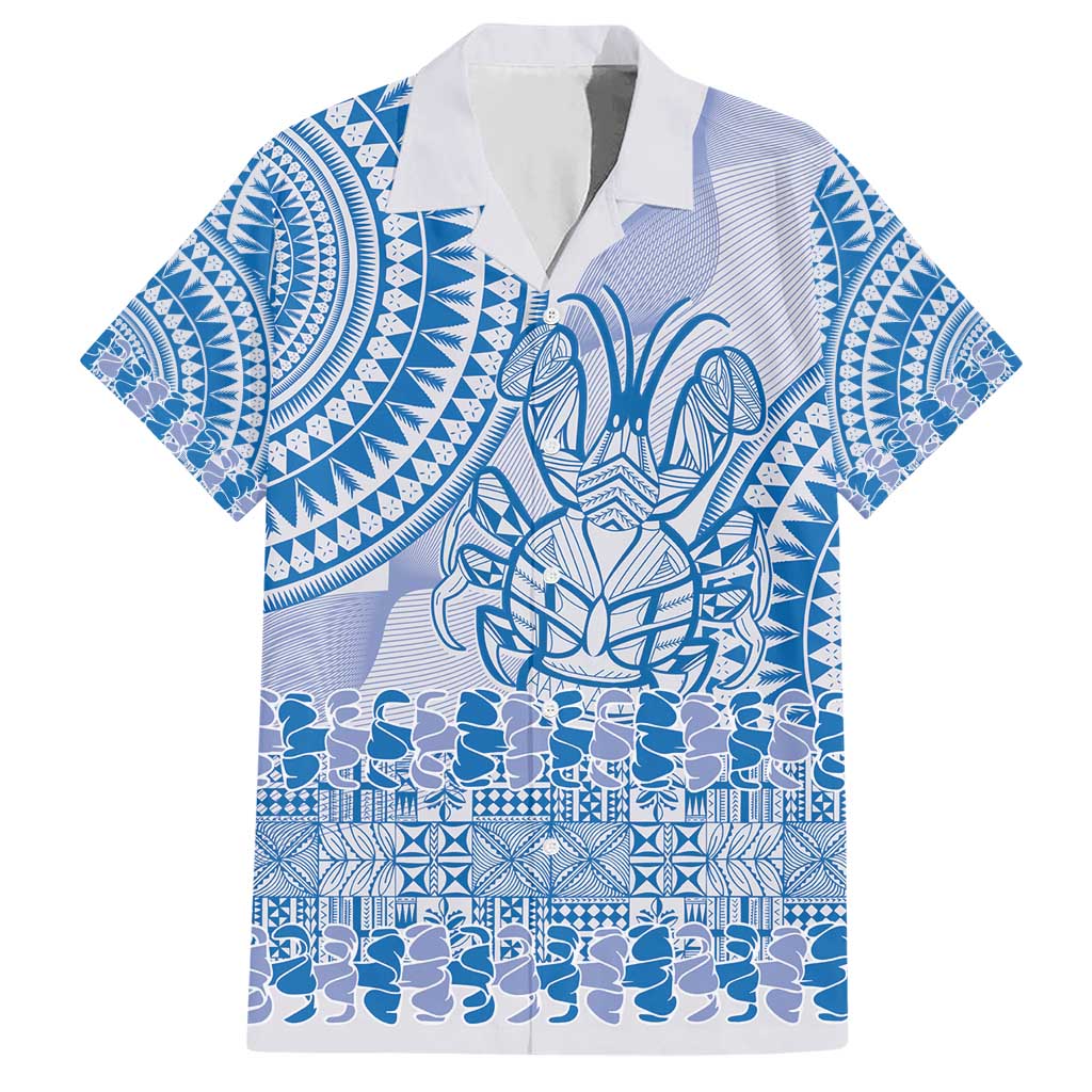 Niue Language Week Hawaiian Shirt The Rock Coconut Crab - Siapo Blue Pastel LT14 Blue - Polynesian Pride
