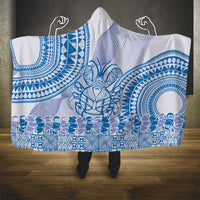 Niue Language Week Hooded Blanket The Rock Coconut Crab - Siapo Blue Pastel LT14 - Polynesian Pride