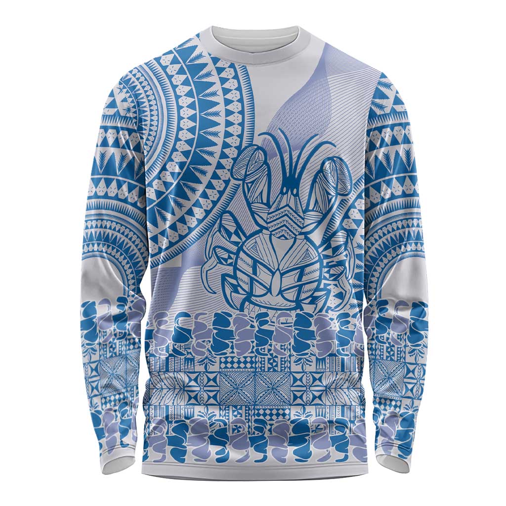 Niue Language Week Long Sleeve Shirt The Rock Coconut Crab - Siapo Blue Pastel