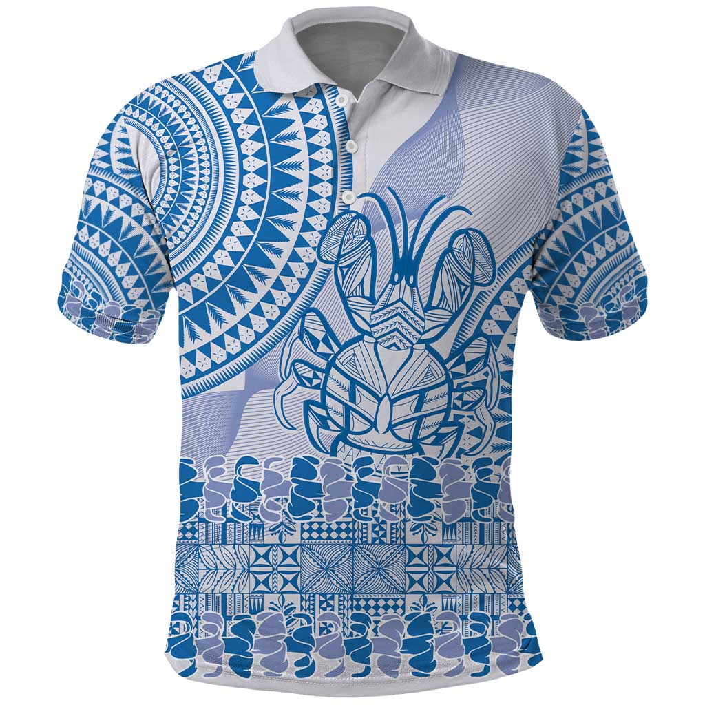 Niue Language Week Polo Shirt The Rock Coconut Crab - Siapo Blue Pastel