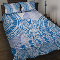 Niue Language Week Quilt Bed Set The Rock Coconut Crab - Siapo Blue Pastel LT14 Blue - Polynesian Pride