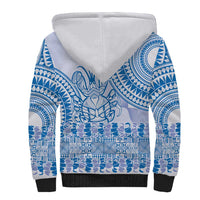 Niue Language Week Sherpa Hoodie The Rock Coconut Crab - Siapo Blue Pastel LT14 - Polynesian Pride