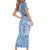 Niue Language Week Short Sleeve Bodycon Dress The Rock Coconut Crab - Siapo Blue Pastel