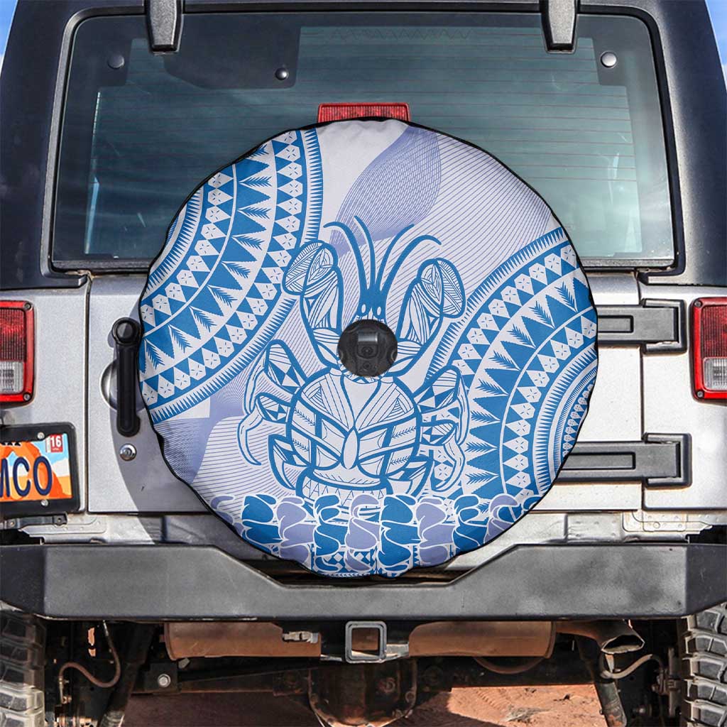 Niue Language Week Spare Tire Cover The Rock Coconut Crab - Siapo Blue Pastel LT14 Blue - Polynesian Pride
