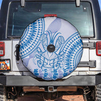 Niue Language Week Spare Tire Cover The Rock Coconut Crab - Siapo Blue Pastel LT14 Blue - Polynesian Pride