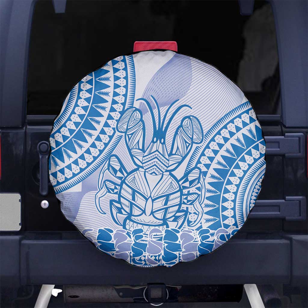 Niue Language Week Spare Tire Cover The Rock Coconut Crab - Siapo Blue Pastel LT14 - Polynesian Pride