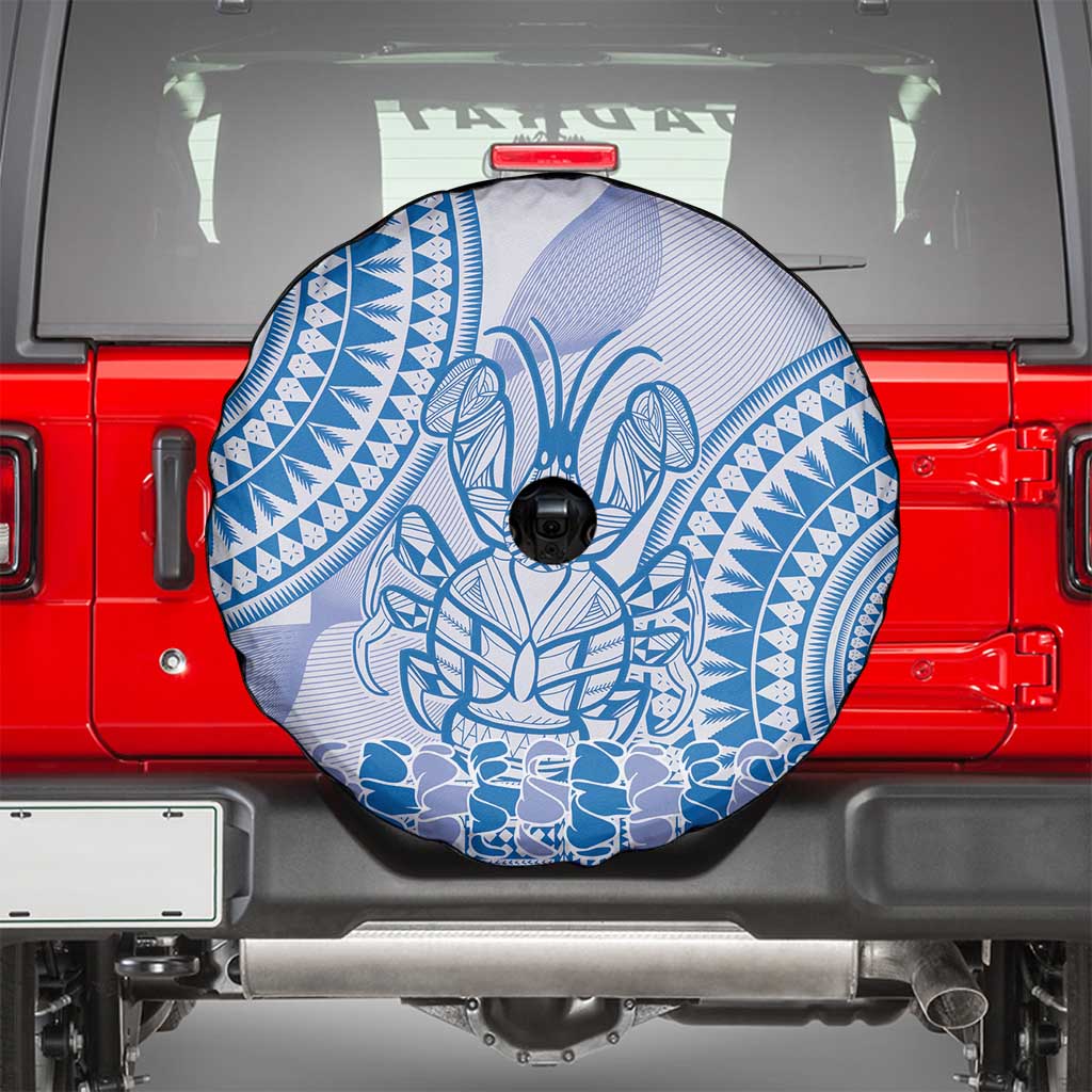 Niue Language Week Spare Tire Cover The Rock Coconut Crab - Siapo Blue Pastel LT14 - Polynesian Pride