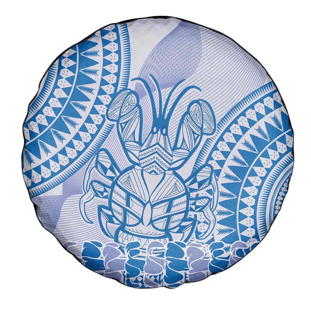 Niue Language Week Spare Tire Cover The Rock Coconut Crab - Siapo Blue Pastel LT14 - Polynesian Pride