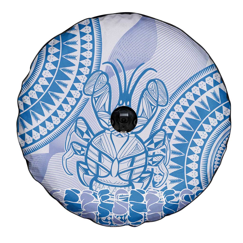 Niue Language Week Spare Tire Cover The Rock Coconut Crab - Siapo Blue Pastel LT14 - Polynesian Pride