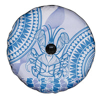 Niue Language Week Spare Tire Cover The Rock Coconut Crab - Siapo Blue Pastel LT14 - Polynesian Pride