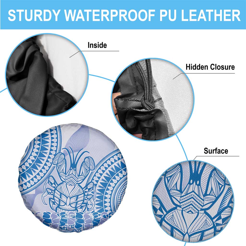 Niue Language Week Spare Tire Cover The Rock Coconut Crab - Siapo Blue Pastel LT14 - Polynesian Pride