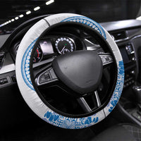 Niue Language Week Steering Wheel Cover The Rock Coconut Crab - Siapo Blue Pastel LT14 Universal Fit Blue - Polynesian Pride