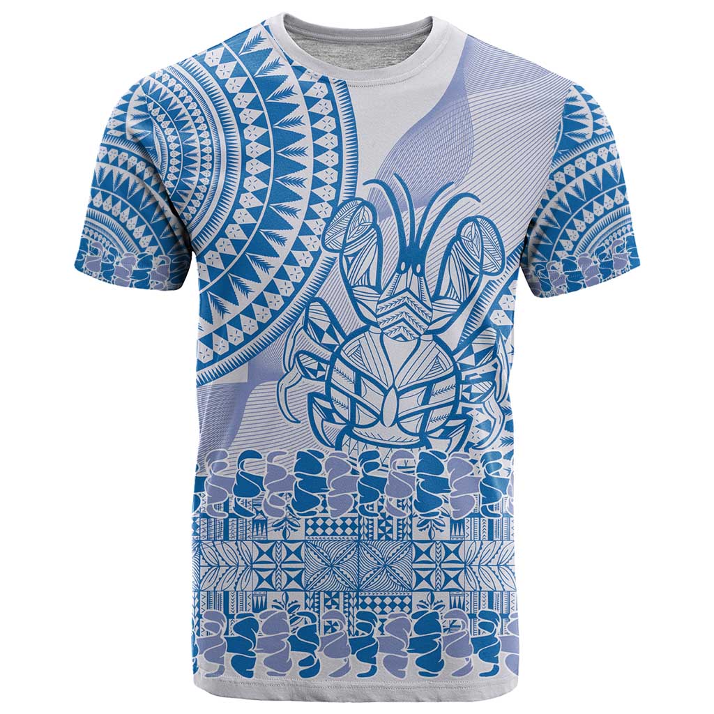 Niue Language Week T Shirt The Rock Coconut Crab - Siapo Blue Pastel