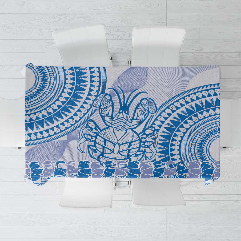 Niue Language Week Tablecloth The Rock Coconut Crab - Siapo Blue Pastel LT14 Blue - Polynesian Pride
