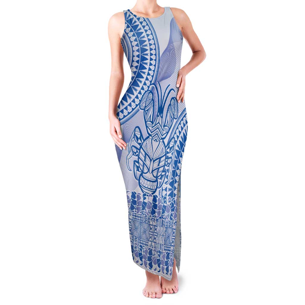 Niue Language Week Tank Maxi Dress The Rock Coconut Crab - Siapo Blue Pastel