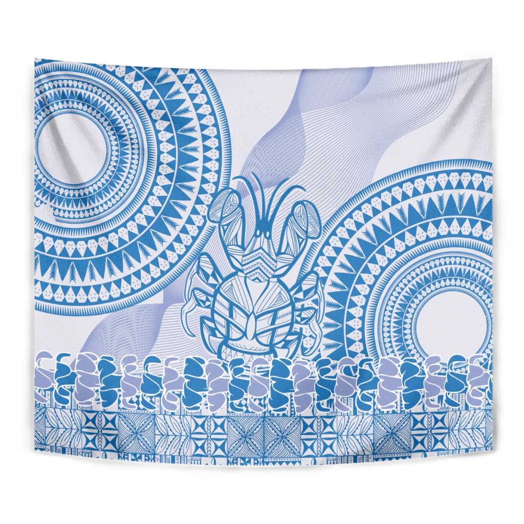 Niue Language Week Tapestry The Rock Coconut Crab - Siapo Blue Pastel
