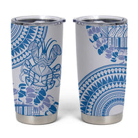 Niue Language Week Tumbler Cup The Rock Coconut Crab - Siapo Blue Pastel LT14 Blue - Polynesian Pride