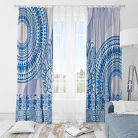 Niue Language Week Window Curtain The Rock Coconut Crab - Siapo Blue Pastel LT14 - Polynesian Pride