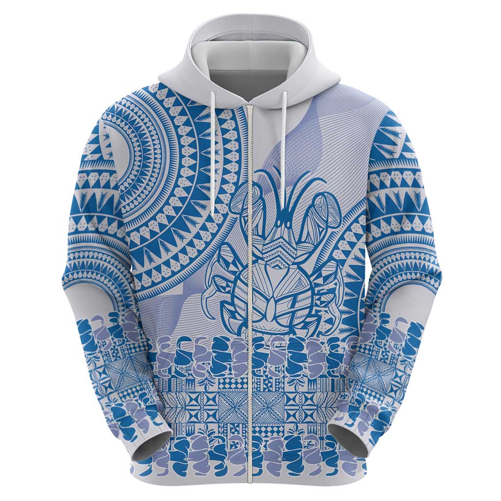 Niue Language Week Zip Hoodie The Rock Coconut Crab - Siapo Blue Pastel