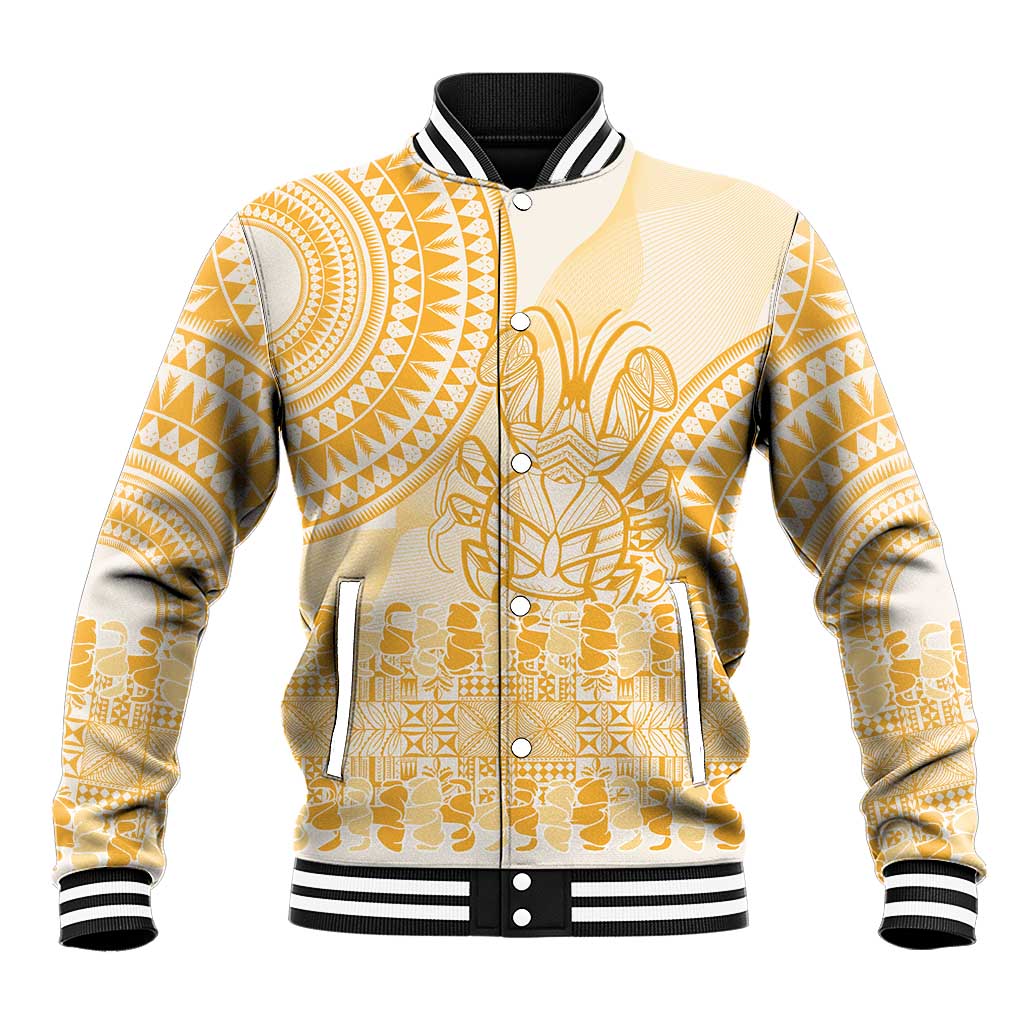 Niue Language Week Baseball Jacket The Rock Coconut Crab - Siapo Gold Pastel